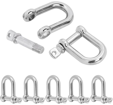 CooBigo 10 Pack Paracord Bracelet Clips 3/8”Bow Anchor Shackle D Shackles Screw Pin M5 Adjustable for Hiking Camping Outdoor Lifeline Tactical Survival Travel Kits Jewelry DIY Craft Metal Alloy