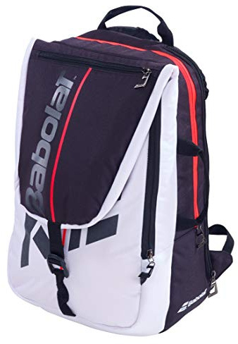 Babolat Pure Series - Zaino da tennis pieghevole Pure Strike, Bianco/Nero/Rosso Fluro, Backpack