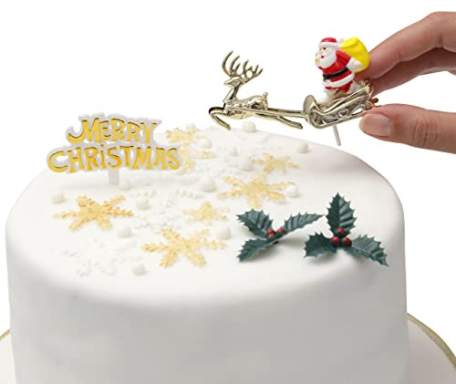 Christmas Cake Decorations Santa(4 Piece Set) Cupcake Decoration Toppers Merry Christmas(4pc)
