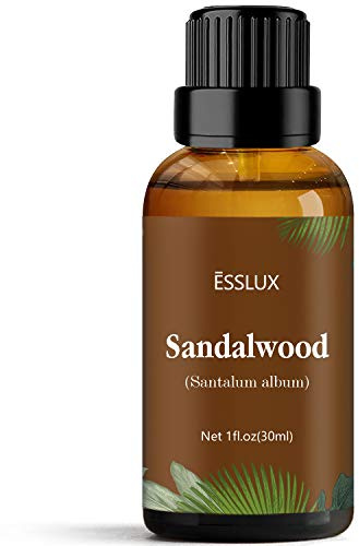 Sandalwood Essential Oil, ESSLUX Aromatherapy Essential Oils for Diffuser, Massage, Incense, Candle Making, Perfume, 30 ml