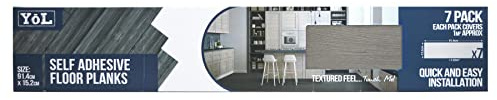 Floor Planks Tiles Self Adhesive Dark Grey Wood Vinyl Flooring Bathroom Kitchen - 8 x Packs of 7 6X36 (56 Planks)