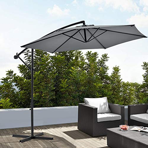 casa.pro Ampelschirm 'Budva' Durchmesser 270 cm Sonnenschirm Gartenschirm Strandschirm Polyester Stahl Grau