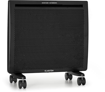 KLARSTEIN Hot Spot Slimcurve Double radiateur 2 en 1 - convection et infrarouge, protection anti surchauffe, minuterie hebdomadaire, pose murale ou sur pied, 2 pieds à roulettes, tôle, 1000 W, noir