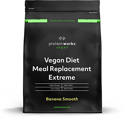 Protein Works - Vegan Diet Meal Replacement Extreme | Plant Based Meal Replacement Shake | Added Vitamins | Aids Weight Loss | 8 Servings | Banana Smooth | 500g