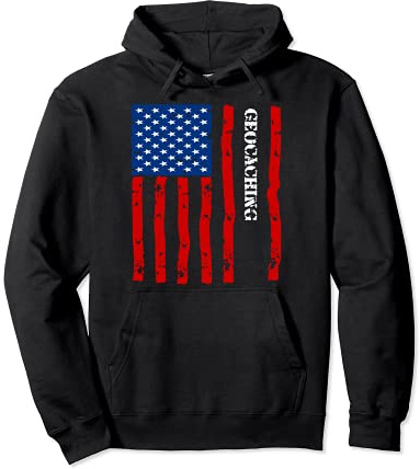 Cool Geocaching Accessories Things Stuff USA Flag Pullover Hoodie