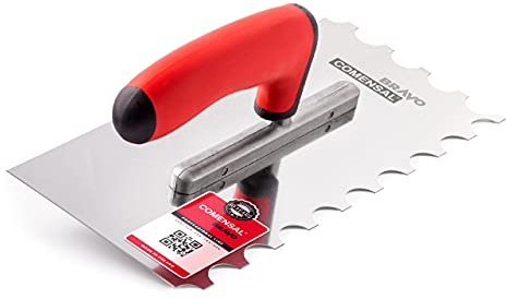 COMENSAL® Frattone Dentato 20 x 10 mm - Frattone in Acciaio Inox Dentato - Frattone in Acciaio Inossidabile - Frattone Dentata per Colla - Cazzuola Dentata in Acciaio Inox - Made in EU - 270 x 128 mm