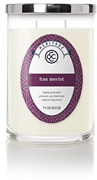 Colonial Candle Duftkerze im Glas mit Deckel | Fine Merlot | Duftkerze Fruchtig | Kerze mit mehreren Dochten | Kerzen lange Brenndauer (80h) | Kerze Weiß (312g)