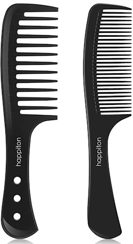 Wide Tooth Comb Carbon Fiber Hair Heat Resistant & Anti-Static comb for Long Wet or Curly Hair (Wide+Fine Tooth)