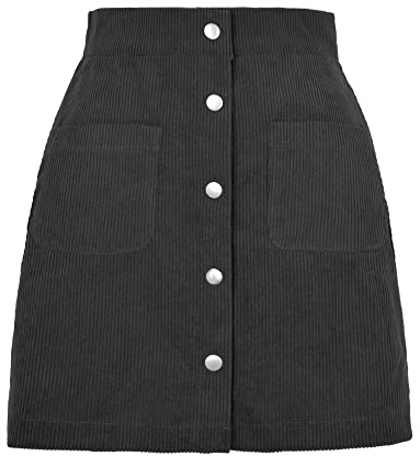 Kuukaas Cordrock Donna Autunno & Inverno Minigonna A Linea Corta Gonna A Vita Alta con Tasche S-XL, Nero , M