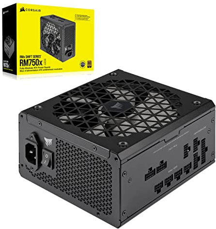 Corsair RM750x SHIFT Vollmodulares ATX-Netzteil - Modulare Seitenschnittstelle - ATX 3.1- & PCIe 5.1-kompatibel - Null-Drehzahl-Lüftermodus - 105°C-Kondensatoren - 80 PLUS Gold-Effizienz - Schwarz