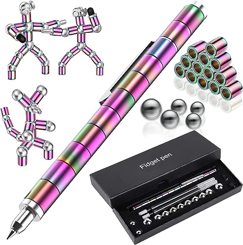 Waksox Fidget Pen Magnetic Pen - Christmas Stocking Fillers, Birthday Secret Santa Gift for Teenager Boys Girls 8-15, Anxiety Relief Toy Cool Gadgets Fidget Toy (Multicolor)