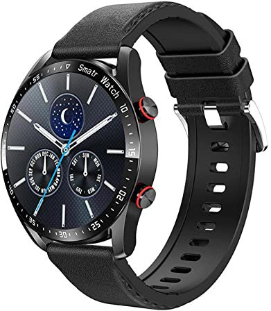 Ronyme Smart Watch Pedometer Weather Display IP67 Waterproof Sweatproof Call Ecg+ppg Fitness Sport Watch for Fitness Sports Working Outdoor, Black PU Leather