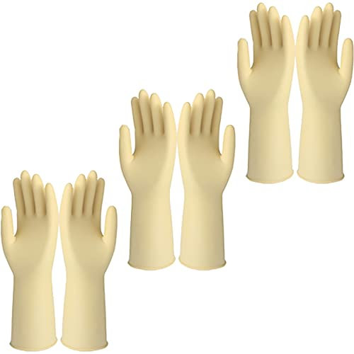 BAMFY Gants Menage 3 Paires Réutilisable Gants Vaisselle Ménage, Salle De Bains, Baignade D'animaux, Voitures, Fruits Et Plus Gants De Cuisine, Gant De Menage (Color : Blanc, Size : L)