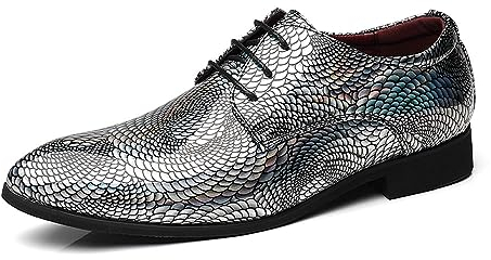 MANLADUO Scarpe Derby da uomo in stile britannico con punta a punta, in pelle, formali, lucide, scarpe alla moda per performance, Grigio, 42 EU