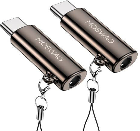 MOSWAG Adaptador USB-C a 3.5mm Audio DAC Zinc | Compatible con Samsung Galaxy, Pixel, iPad, OnePlus y más - conector de aleación de zinc para sonido claro sin pérdidas