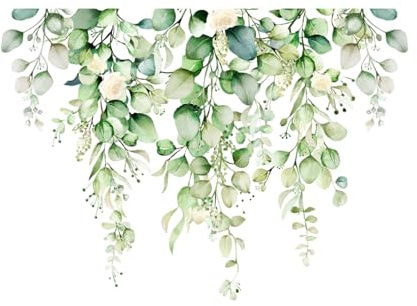 Autocollants pour abattant de toilette avec verte, feuilles vertes, vertes, fleurs autocollantes pour abattant de toilette, pour salon, salle de bain