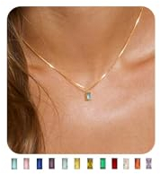 FUNEIA Kette Damen 14K Vergoldete/925 Sterling Silber mit Geburtsstein Anhänger Halskette Gold Silber Exquisit Frau Mädchen Mama Schmuck Geburtstag Hochzeitstag Valentinstag Muttertags Geschenk