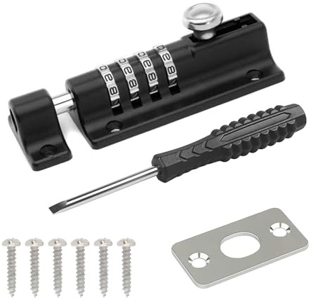 Combination-Anti-Tamper-Bolt Door Locks - Combination Locking Bolt 4 Digit Sliding Lockable Padbolt 120mm,Stainless Steel Garden Gate Lock for Sheds, Sliding Doors, and Cabinets