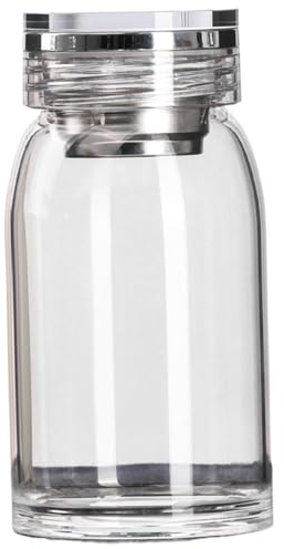 Peosaard Borosilicate Glass Water Bottle, 15oz Heat-Resistant Clear Glass Water Bottle, Leakproof Wide Mouth Tea Infuser Bottle with Sleeve for Beverage, Juices, Tea, Wide Mouth Glass Water Bottle