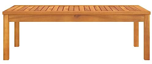 TJROO Terrassenmöbel Couchtisch mit Latten-Design aus massivem Akazienholz, 100 x 50 x 33 cm, Holzfarben
