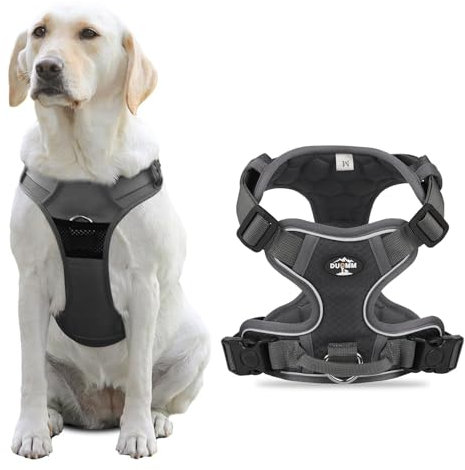 Zuggeschirr mit Reflexstreifen und Anti Zug Hundegeschirr für Große Hunde - Verstellbar mit Griff, Atmungsaktiv No Pull für Trainierung und Spaziergang