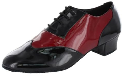 MGM-Joymod Chaussures de Danse Latine à Lacets pour Homme - Style Classique et Tendance à Bout fermé - Salsa Tango Samba Jazz Rumba - pour Salle de Bal, Noir Rouge 4,5cm Talon, 42.5 EU