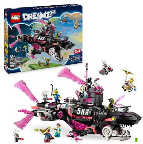 LEGO DREAMZzz 2in1 Nightmare Shark Submarine Toy - Modular Set with 2 Building Options, 2 Detachable Flyers & 5 Minifigures incl. Mateo and Astrid - Creative Gift for 9+ Year Old Boys & Girls - 71500