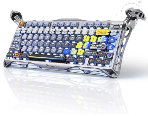 GravaStar Mercury K1 Pro trådlöst mekaniskt speltangentbord, 75 % layout RGB anpassat tangentbord, hot-swappbara linjära switchar; aluminiumlegering 【Interstellärt silver】