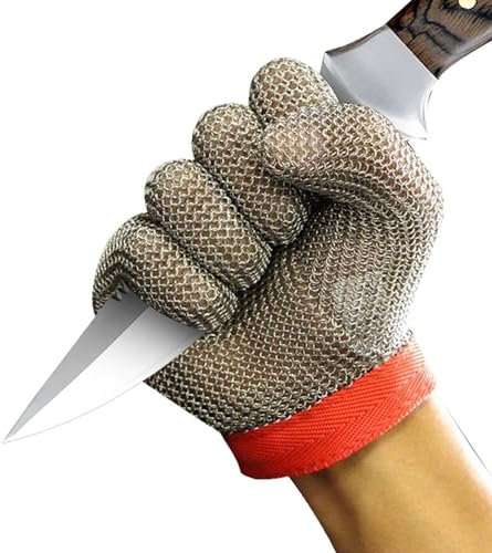 Guantes Anticorte Acero Inoxidable Guante De Trabajo De Seguridad, Guantes Jardineria, Guantes Barbacoa, Guantes Cocina para Cocina, Jardín Y Carpintería L