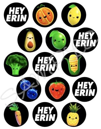 Sensory Fruits Hey Bear Inspired Personalised Cupcake Toppers x15 Edible Icing Sheet A4
