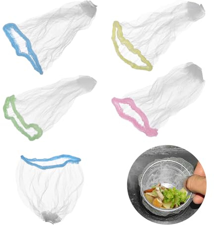 sourcing map 100Pcs Kitchen Sink Strainer Mesh Bags, 3.5 Polyester Disposable Anti-Clogging Strainer Filter Bags for Collecting Kitchen Food Waste Leftover Garbage, 4 Colors