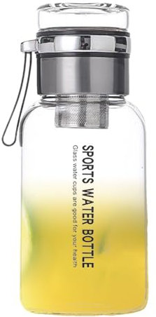 Sghtil Glas Sportflasche,Sporttrinkflasche Aus Glas - Auslaufsichere Thermoskanne Mit Teesieb, Wiederverwendbar Für Büro, Sport, Schule Und Reisen