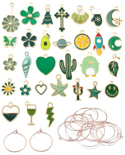 TPZORJX Identificación para copas de vino - 30pcs marcadores de bebidas para copas de cóctel, champán, regalos de fiesta de despedida de soltera, Encantos de copa de vino de temática verde