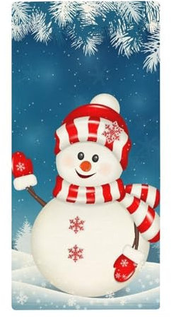 Premium Waschlappen Weihnachten Schneemann Blau Duschhandtücher Saugfähige Badetuch für Hotel Wandern Reisen 40X70cm