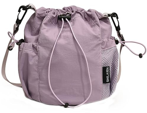Piccola borsa a secchiello con coulisse per le donne borsa a tracolla in nylon borsa a tracolla regolabile leggera da viaggio borse da viaggio