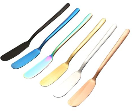 Mobestech 6piezas Espátulas De Mantequilla Acero Inoxidable Untar y Cortar Para Desayuno y Merienda