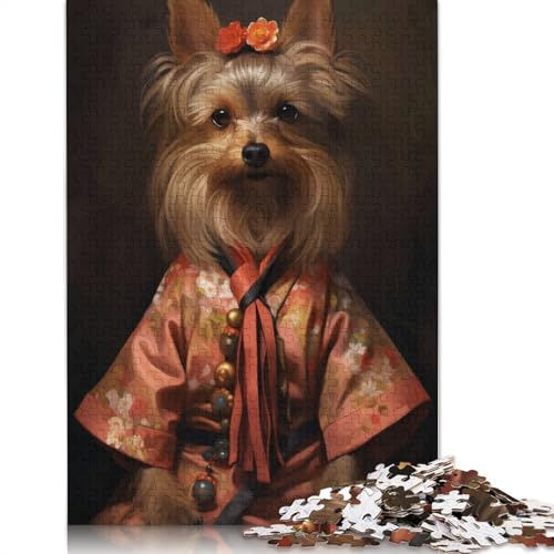 Yorkshire Dog In Kimono Jigsaw Puzzles Puzzle for Adults Kids. 1000 Piece Whimsical Challenge Toy Educational Games Home Decoration for Adults& Kids Age 14 Years Up 1000pcs (40x28cm)