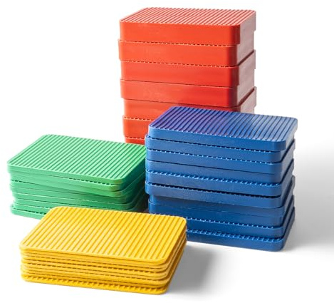 40 pezzi di plastica imballatori 40 x 60 mm – Distanziatori di dimensioni miste 1,5/3/5/10 mm imballatori piatti per installazione di finestre in vetro porta