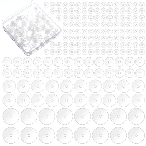 Wanmu 200 Stück Anti Wildfleisch Piercing Disc 3/5/7/9mm, 4 Größen Transparente Silikon Ohrring Rückseite Pad, Clear Stabilize Earrings Stützpflaster Plättchen OhrringverschlüSse