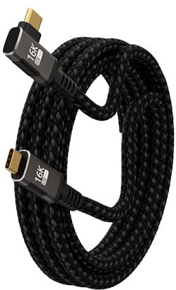 KMMXXCPM langes USB5 Kabel Winkelkabel 90 Grad 3 m,USB-C Kabel 80Gbps Datenübertragung Kompatibel mit Thunderbolt 5/4,USB typ c ladekabel 240W,16K@60Hz/8K@120Hz Videoübertragung für Display,SSD,Laptop