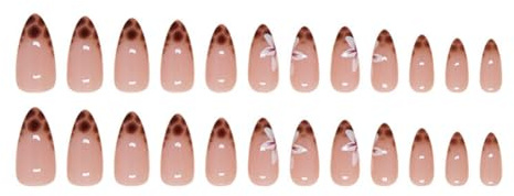 24 Pcs Short False Nails ABS Plastic Press on Tips Leopard Orchid French Style Detachable Nail Patches Multicolor Simple Design Reusable Nail Art Set for Women Girls Daily Wear Party Festival
