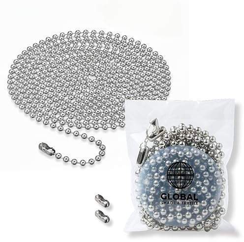 2 Meter / 6.5 Feet Blinds Chain, 4.5mm Roller Blind Chain Beaded Pull Chain Extension, Roman Blind Chain Silver, 2 Blind Chain Connector, Window Blinds Accessories, Blind String Replacement