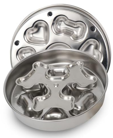 Slow Feeder Dog Bowl Stainless Steel - Double-Sided Rotating Puzzle Design, 2 Cup Capacity for Medium & Large Dogs, Anti-Choking, Non-Slip Base, Dishwasher Safe