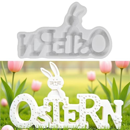 Skeadex Silikonformen Gießformen Ostern, Silikonform Ostern Buchstaben Silikonform Hase Gießformen Silikon Ostern Gipsformen Zum Gießen Gießform Frühling Giessformen Silikon Osterhase für Diy (A)