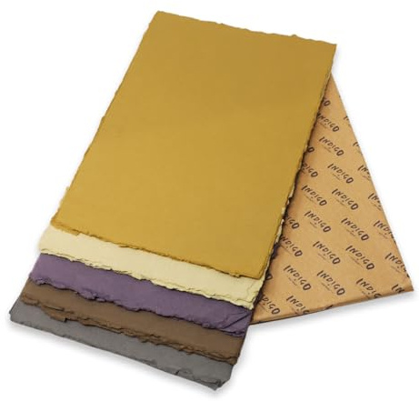 Artway Indigo - A4 Bomullsragspapper - Färgat Handgjort Papper/100% Bomull - 220 gsm till 250 gsm Slät Textur - A4 Blandpaket med 5 Färger x 25 ark