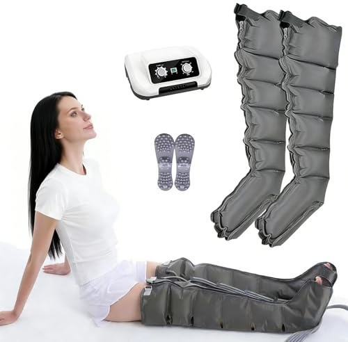 Pressoterapia Per Casa Professionale, Apparecchio Massaggio Linfodrenante Gambe, Pressoterapia Per Casa Gambe e Addome e Braccia, Massaggiatore Elettrico a Compressione d'Aria 6 Camere