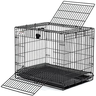 MidWest Homes for Pets Gabbia per conigli pieghevole, lunga 63,5 cm, con griglia per pavimento da 1,27 cm e vassoio in plastica rimovibile, nero, modello 151