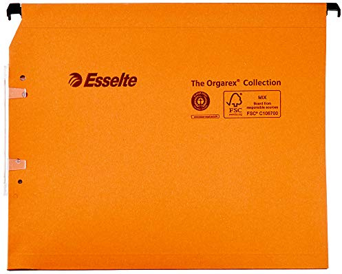 Esselte Group 21628 - Carpetas colgantes (25 unidades, lomo 15 mm para armario), color naranja