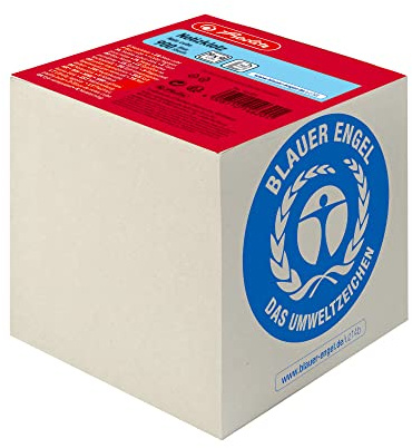 Herlitz Notizklotz Geleimt UWS-Papier, blauer Engel, 1 Stück in Folienpackung, 900 Blatt, 9 x 9 x 9 cm, grau (Grau, 900 Blatt)