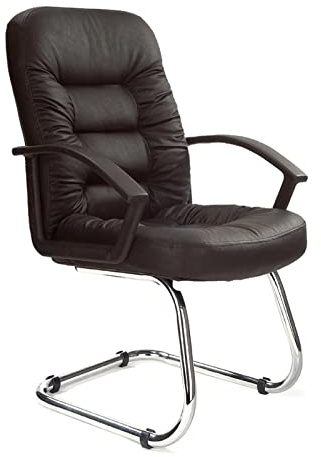 Eliza Tinsley Chrome Cantilever Framed Black Leather Faced Visitors Armchair